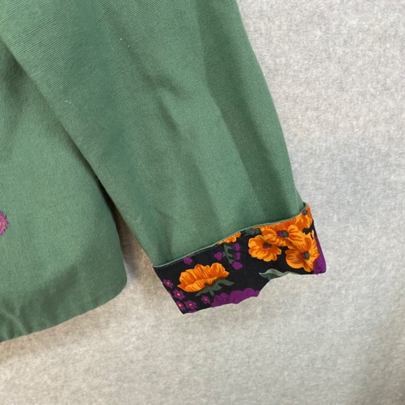 Hearts Of Palm Size 16 Embroidered Jacket Green Floral Button Close Floral Lined - Picture 4 of 9